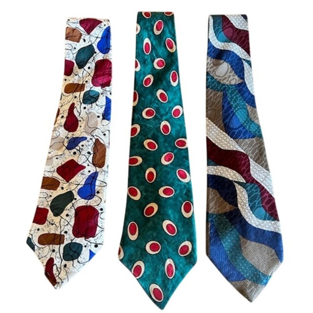 Vintage Hardy Amies All Silk Ties – Set of 3  Classic 1990s Patterns